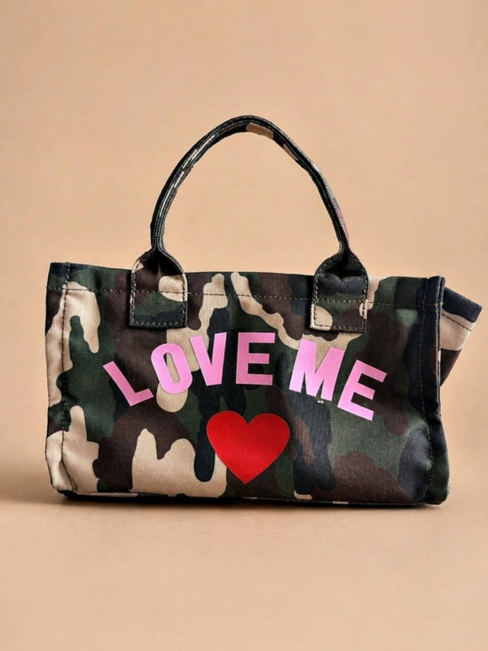 Pretty Simple Chelsie Canvas Printed Tote Green & Pink Camo